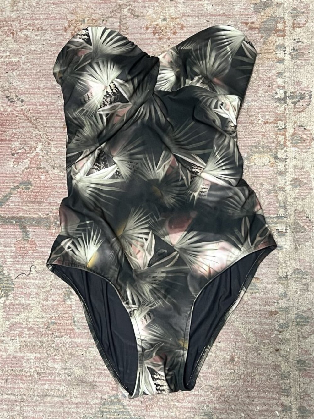 AllSaints Susu Colada Swimsuit Palms One Piece  Strapless Size 6 US